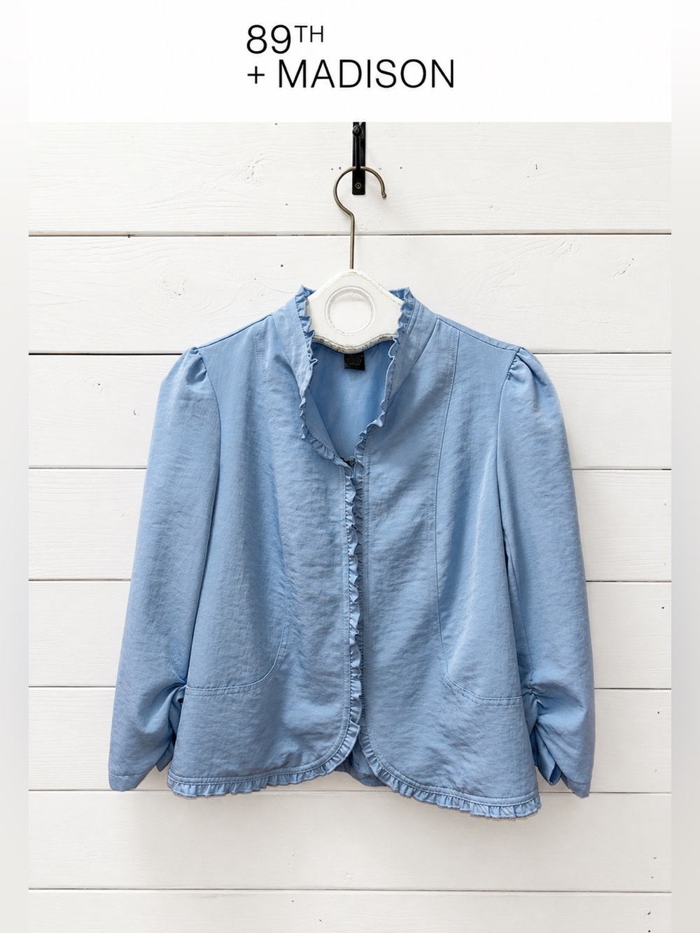 89th + Madison Blue Ruffle-Trim Jacket – Size M